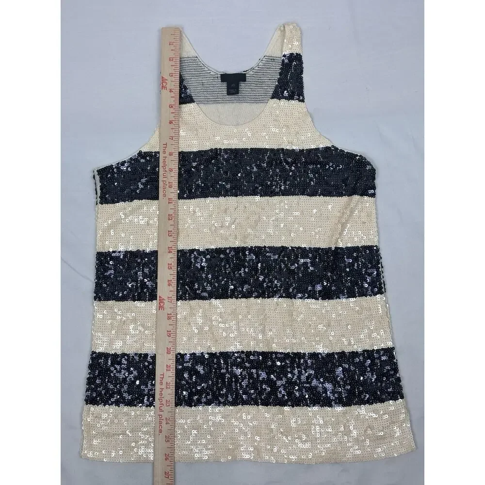 J.Crew Collection Rugby-Stripe Sequin Racerback Tank Top Navy/Ivory XS
